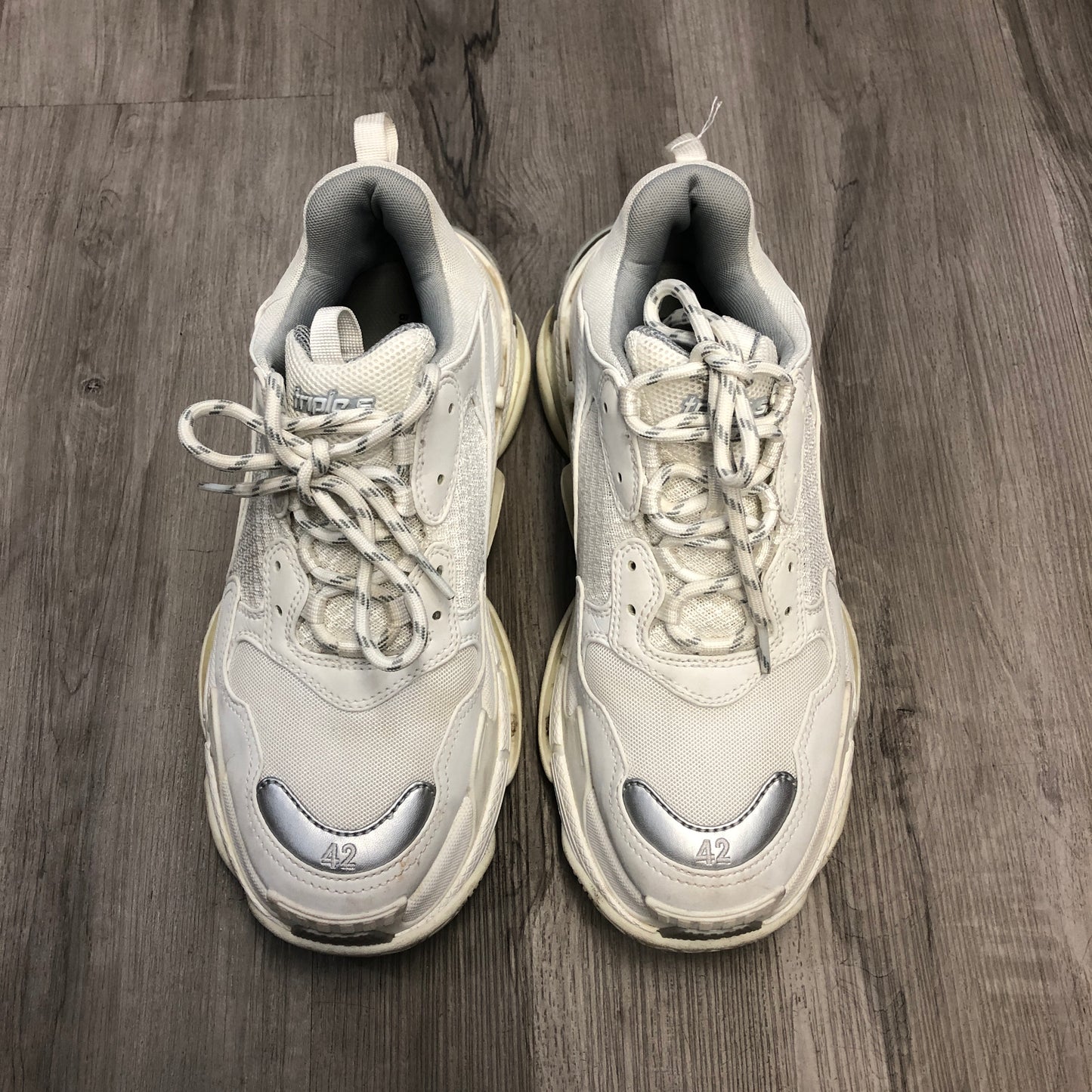 Balenciaga Unisex Triple S Mesh Leather Chunky Dad Sneaker Shoes 42 White