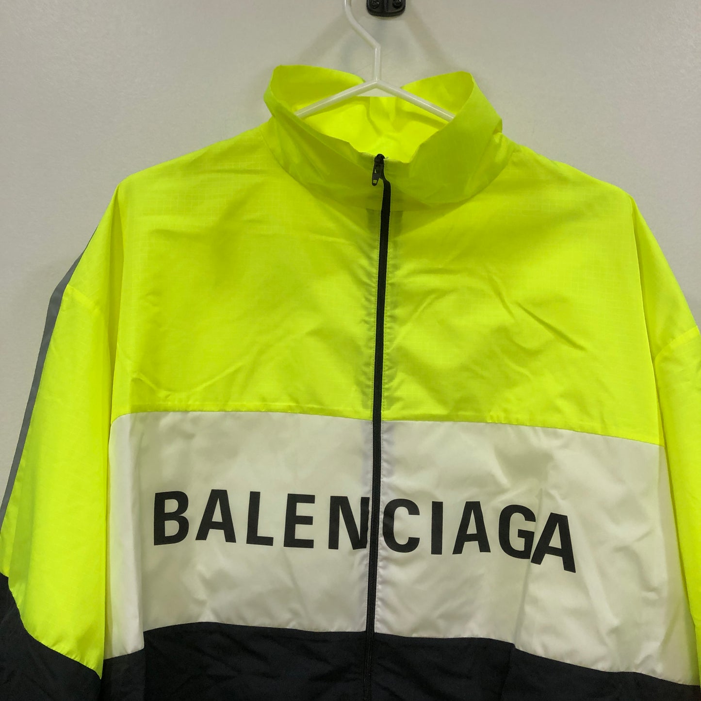 Balenciaga Color Block Logo Windbreaker Jacket Size 38  Yellow/Black