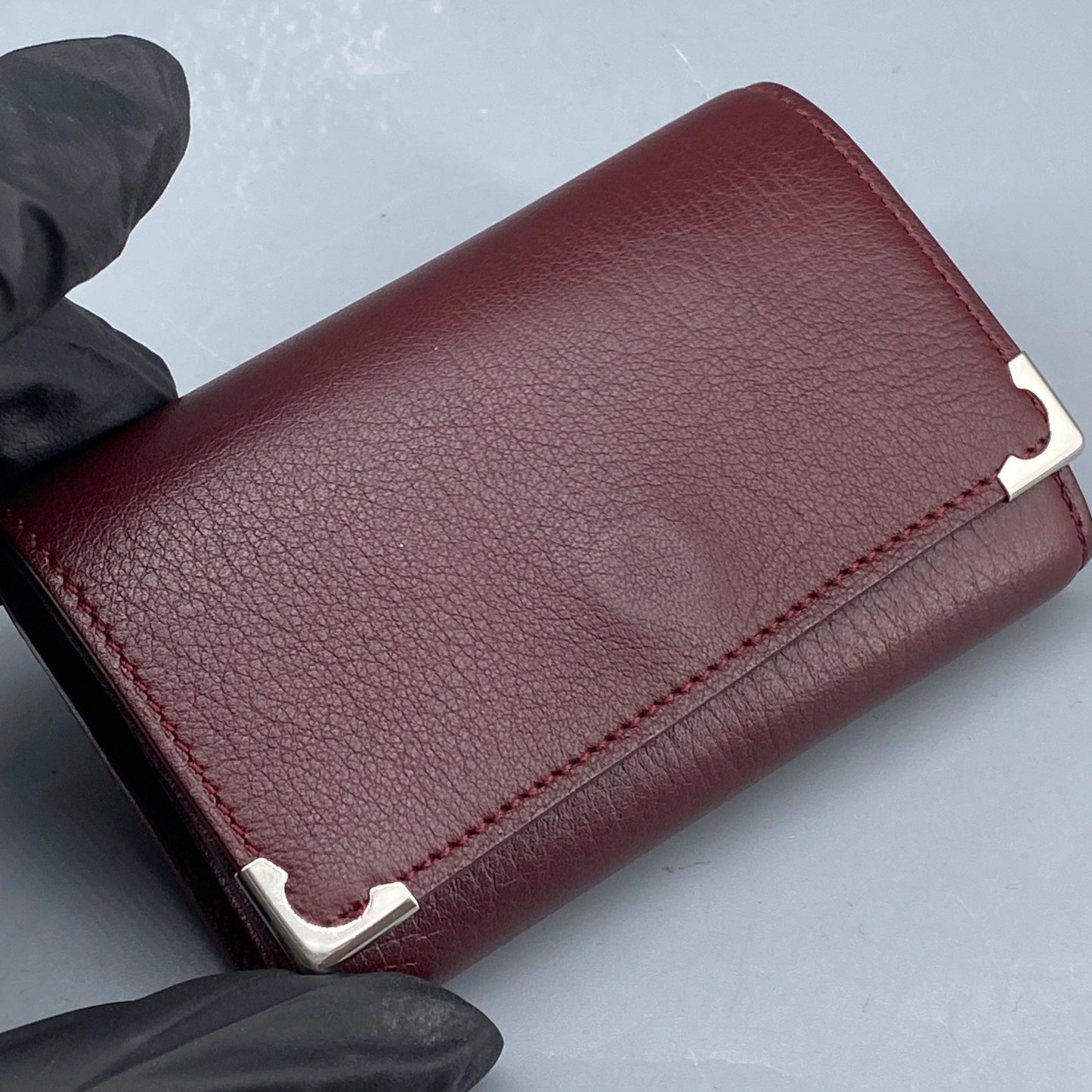 Cartier Dark Red Grain Leather Key Case