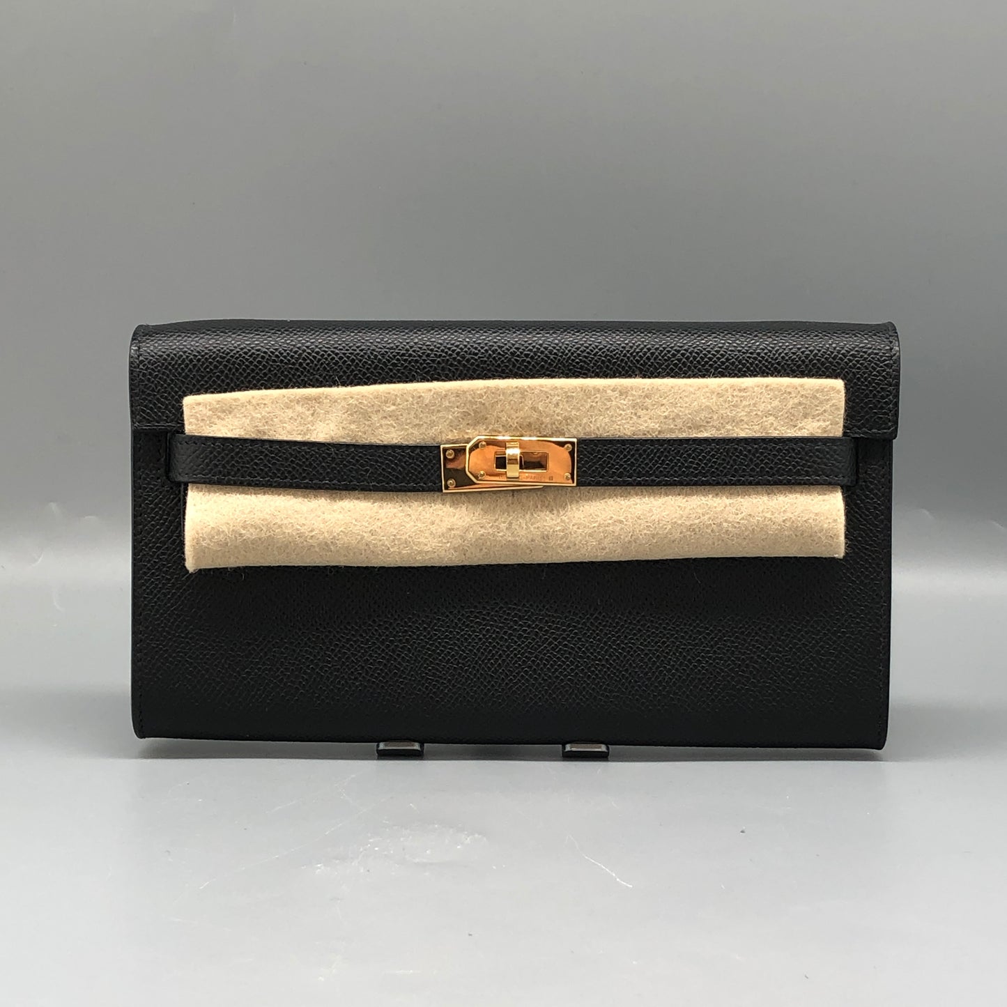 Hermes Kelly To Go Epsom 2022 Black and Gold hardware