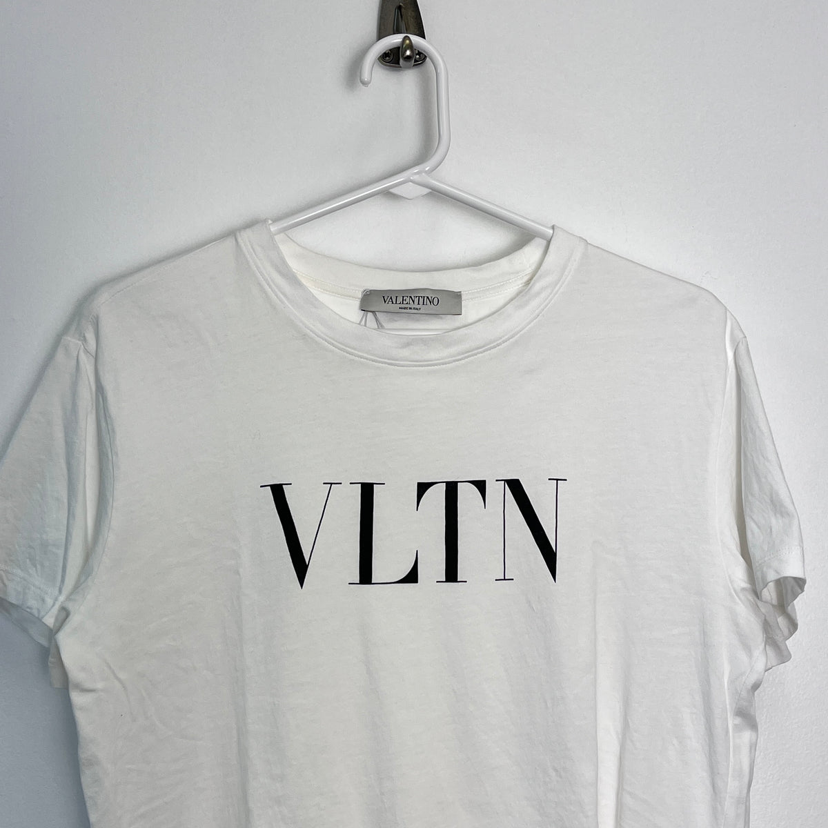 Valentino White Short Sleeve T-shirt VLTN Front Logo Print Size XS