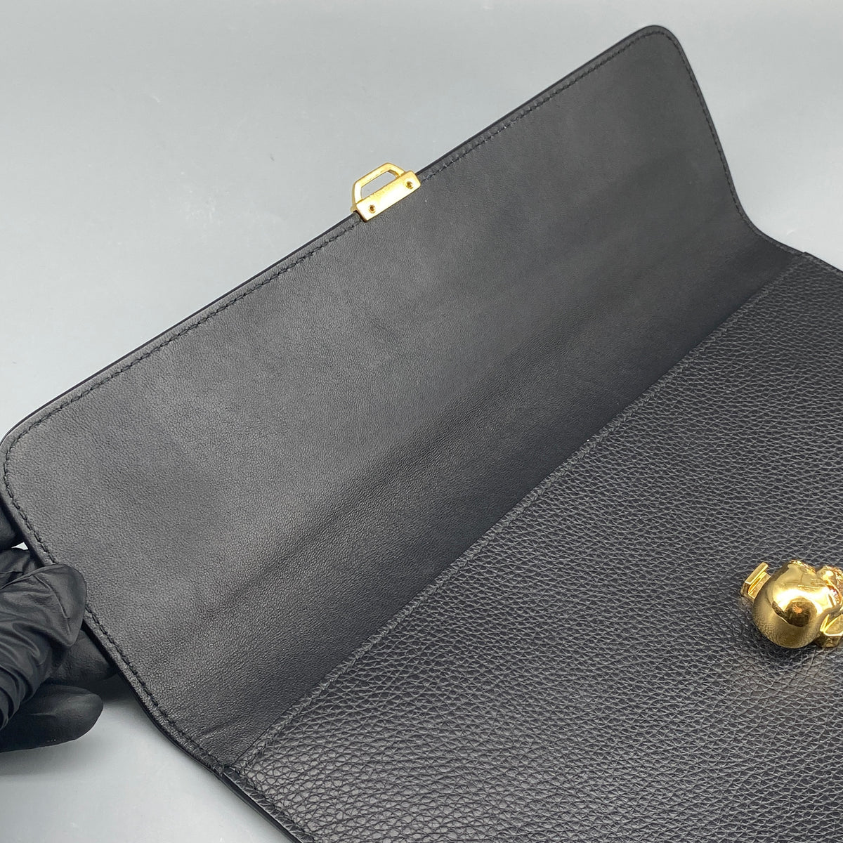 Alexander McQueen Black Leather Clutch Bag