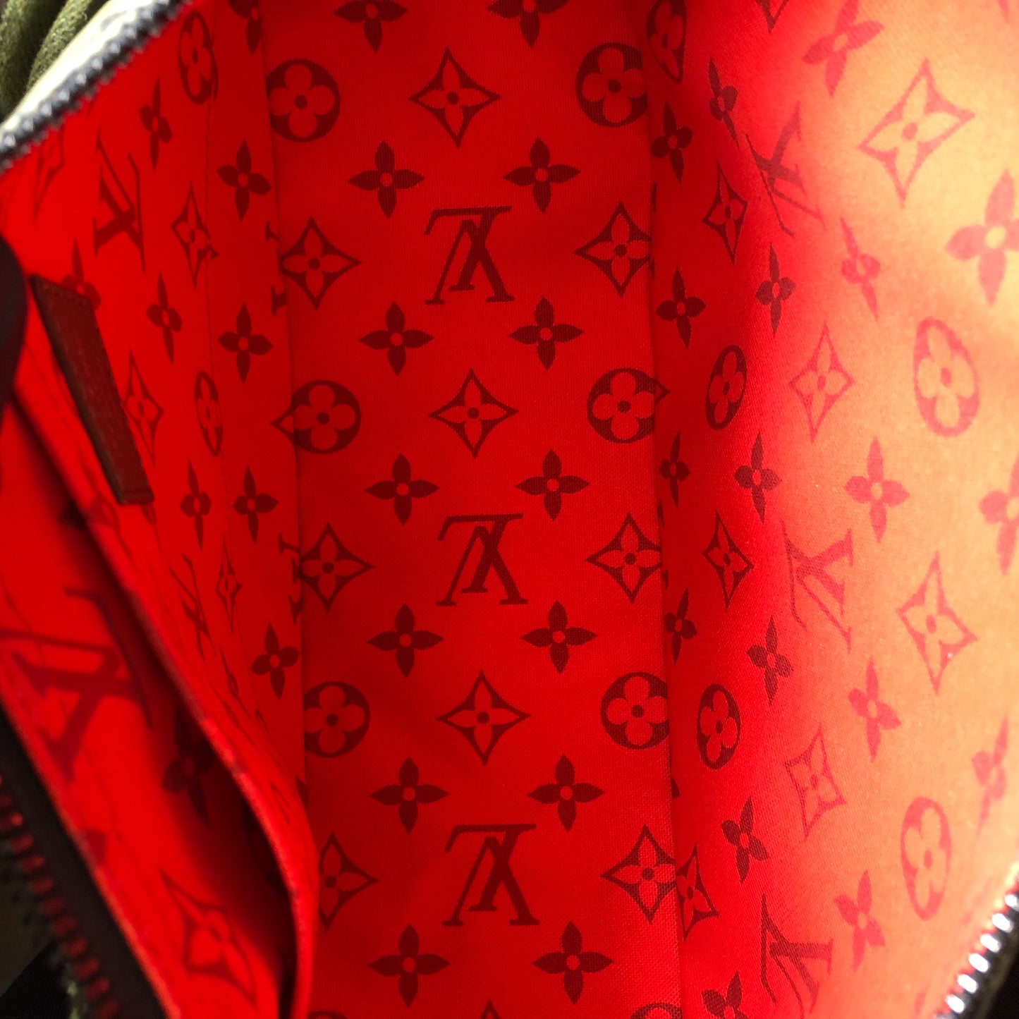 Louis Vuitton Monogram Hamac Bag Khaki Green Vermillion Red