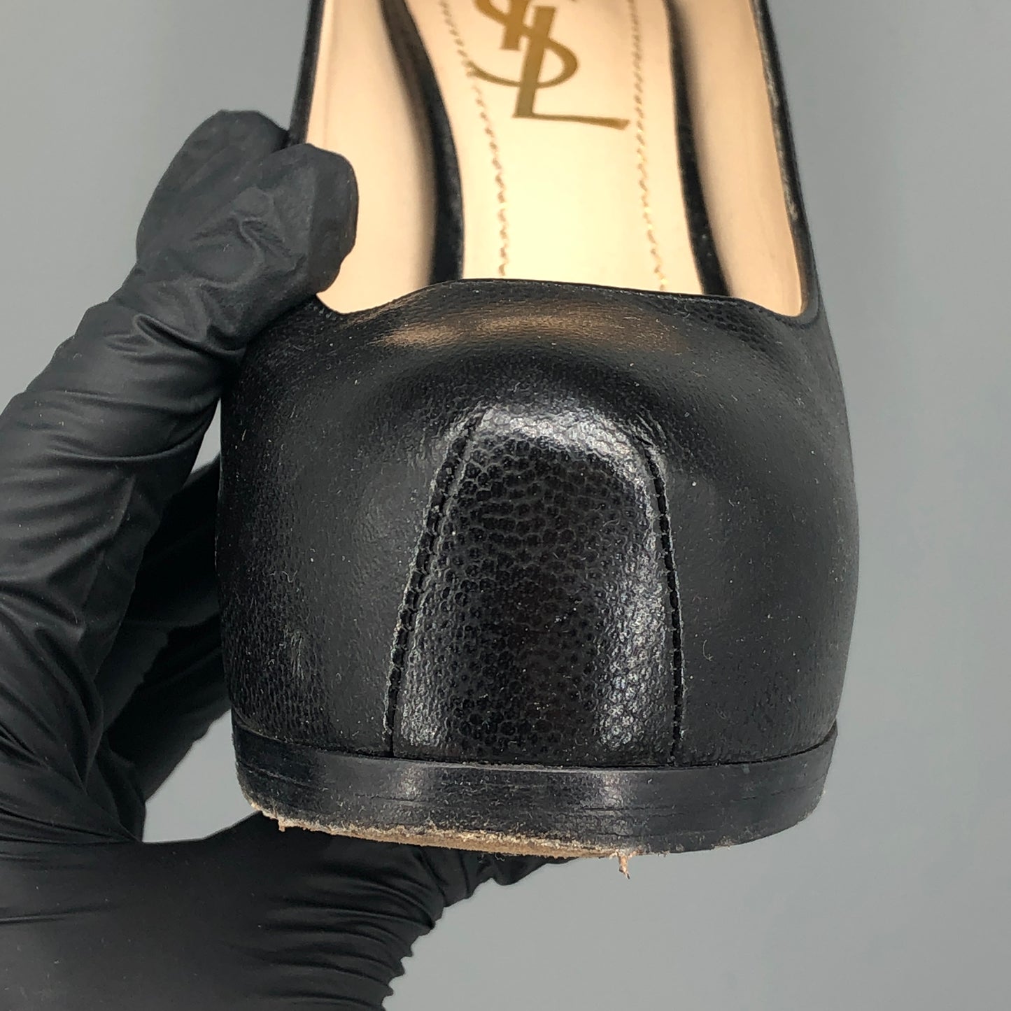 Saint Laurent Black Smooth Calfskin Platform Stiletto Pumps 34.5