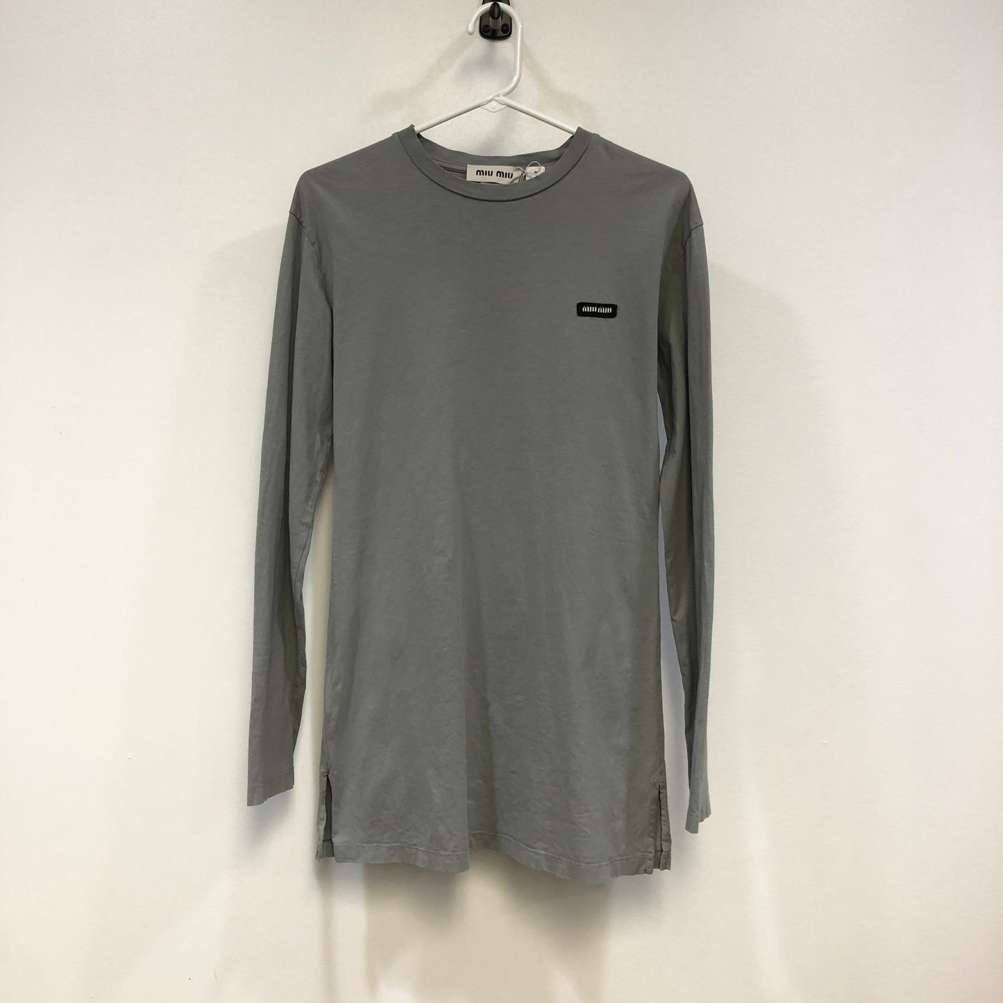 Miu Miu Grey Logo Long-Sleeve T-Shirt Size S