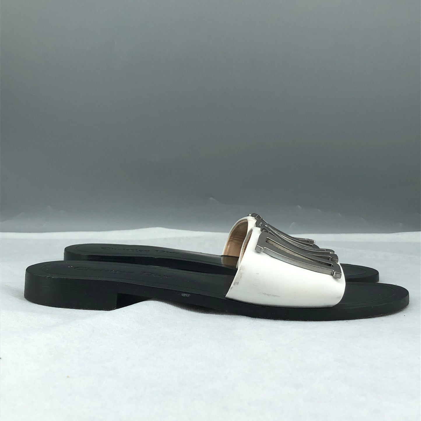 Christian Dior Dioriviera Logo Slide Sandals Size 38 White