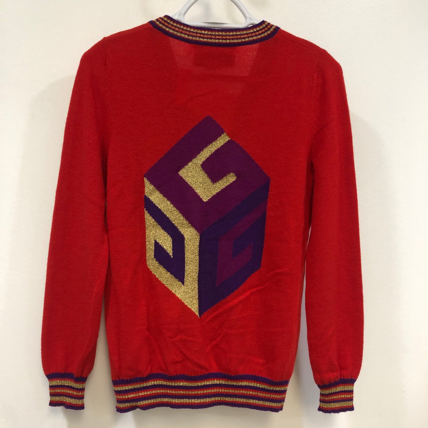 Gucci Color-Block Knit Cardigan Size XS Red/Purple/Yellow