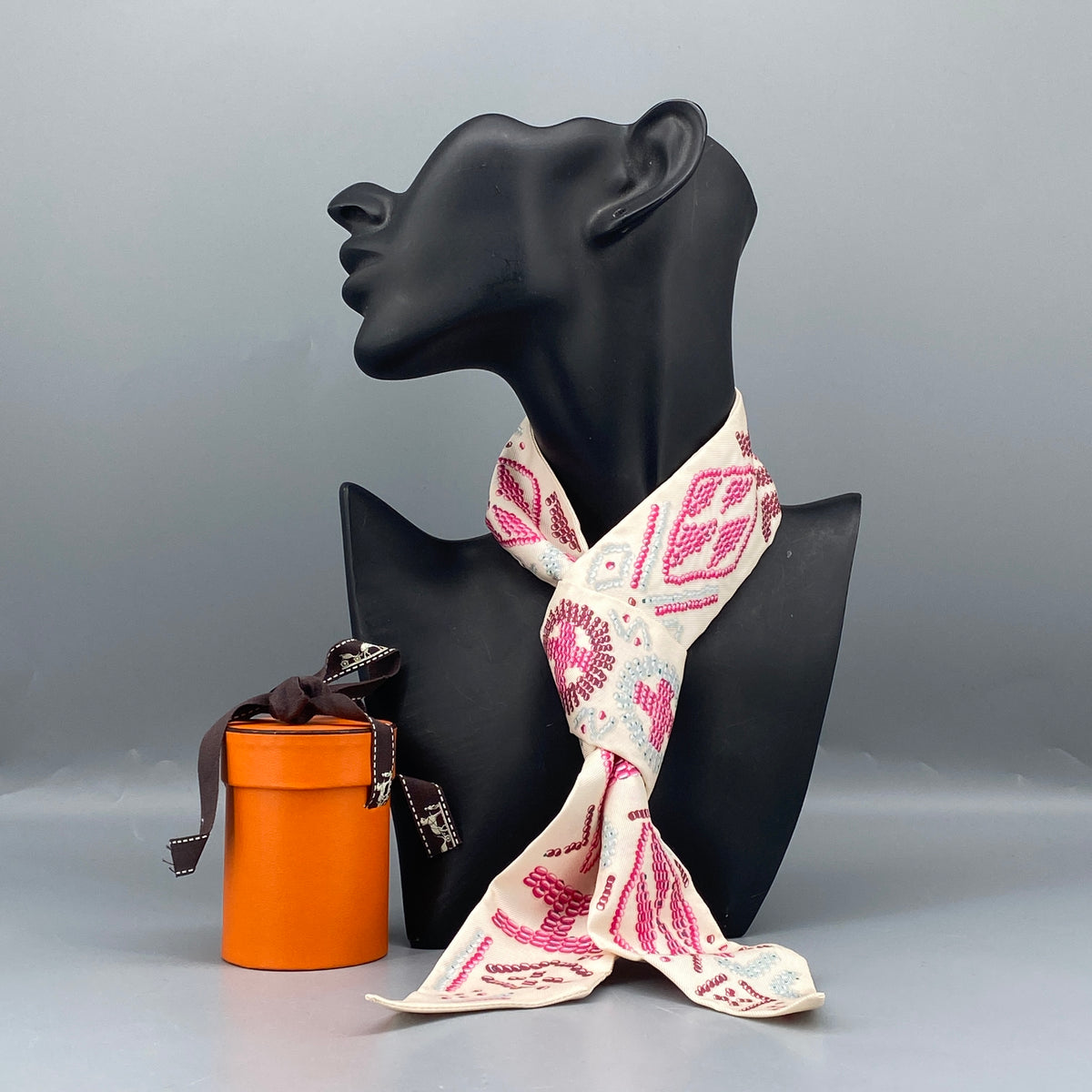 Hermes Cream Pink Twilly Scarf