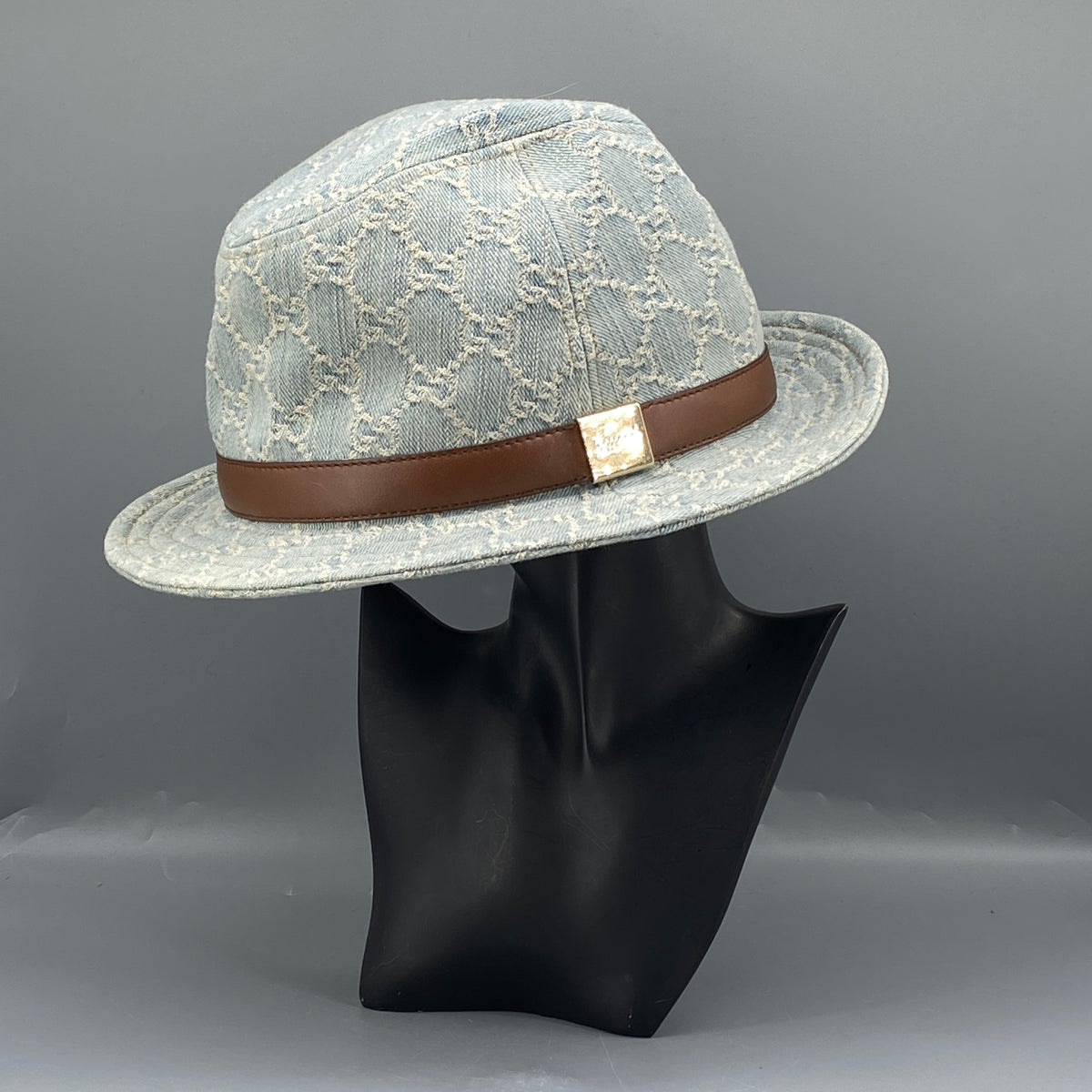 Gucci GG Denim Fedora Hat Size M