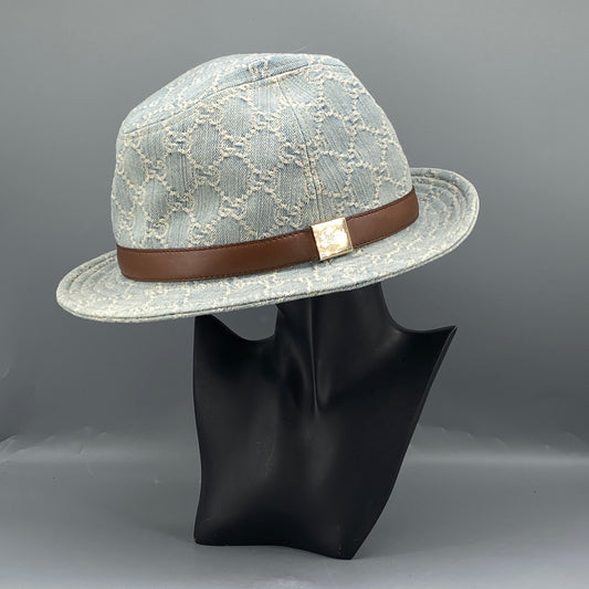 Gucci GG Denim Fedora Hat Size M