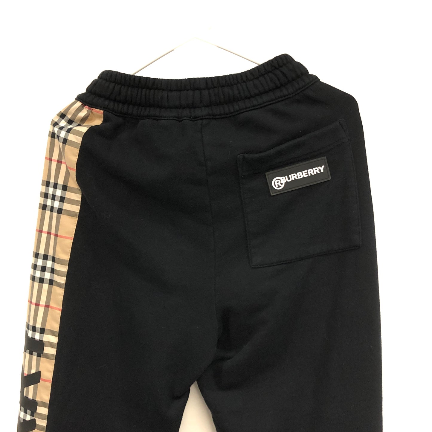 Burberry Vintage Check Side Stripe Black Cotton Jogger Pants Size XXS