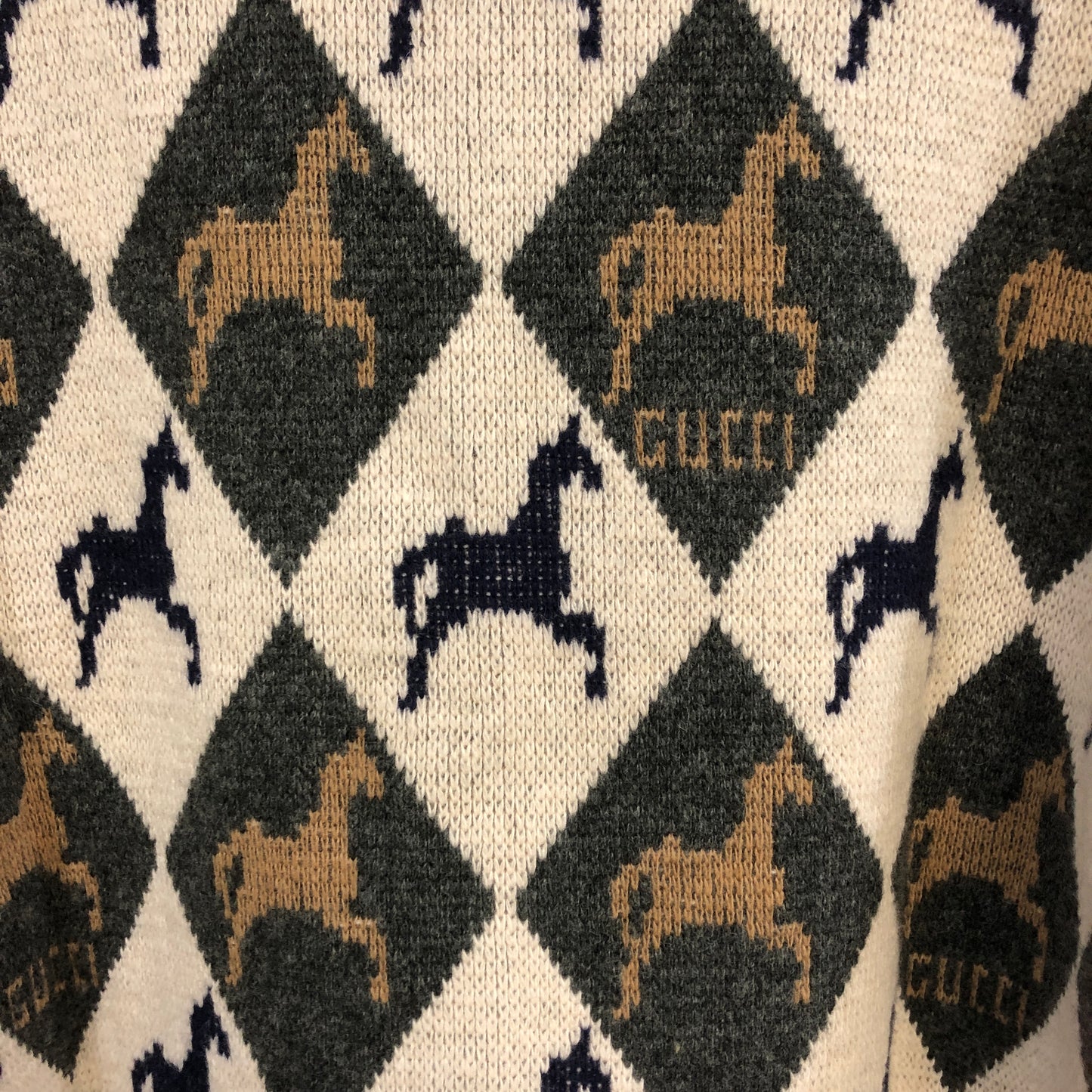 Gucci Horsebit Argyle Wool-Blend Cardigan S