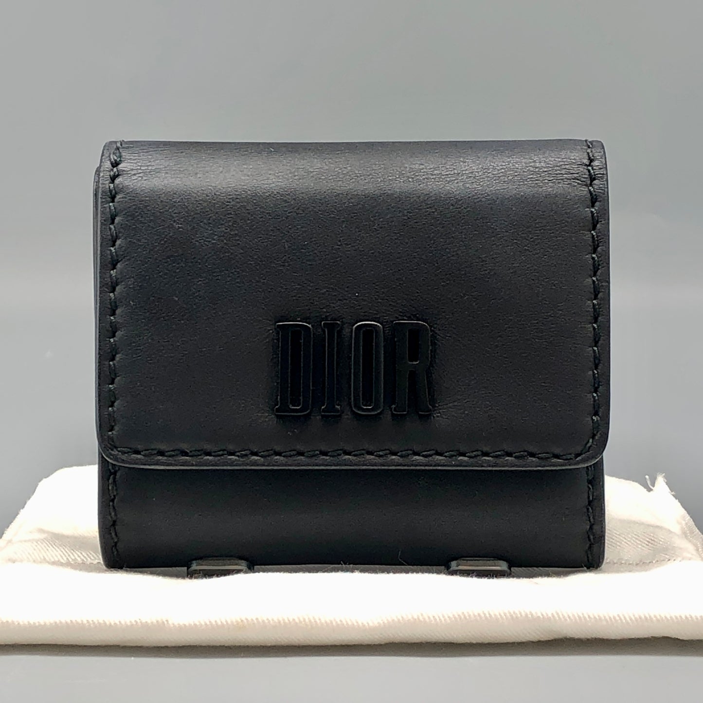 Christian Dior Black Leather Compact Wallet