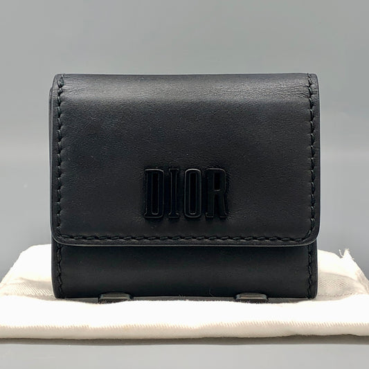 Christian Dior Black Leather Compact Wallet