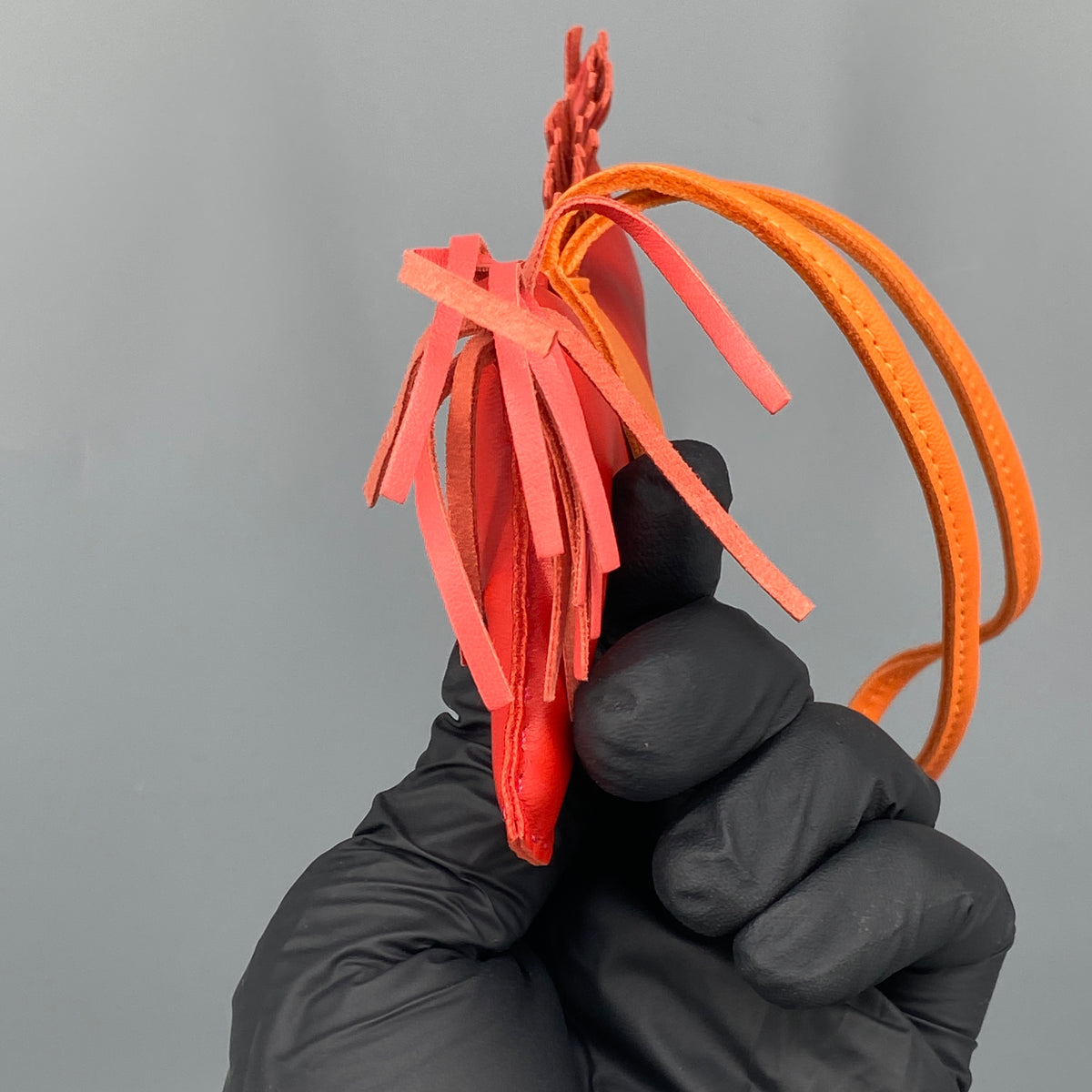 Hermes Rodeo Large Horse Bag Charm Red & Orange Leather