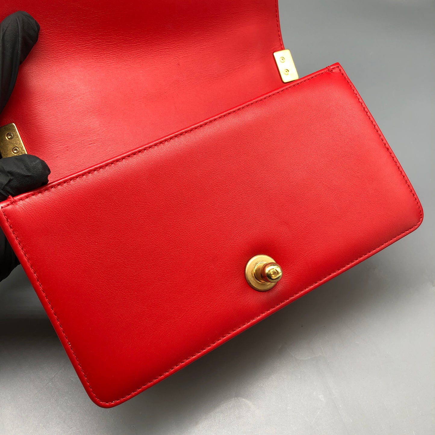 Chanel Small Red Python Leather Boy Flap Bag