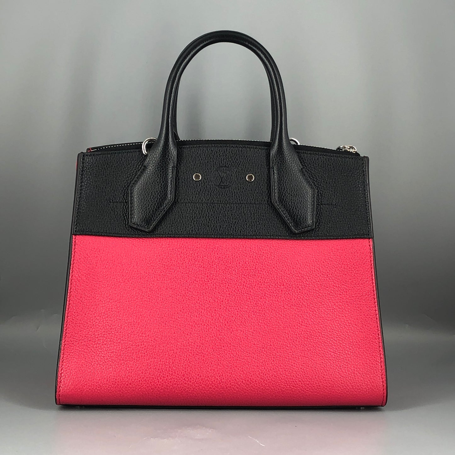 Louis Vuitton Taurillon City Steamer MM Two-Tone Taurillon Leather Handbag Hot Pink Black