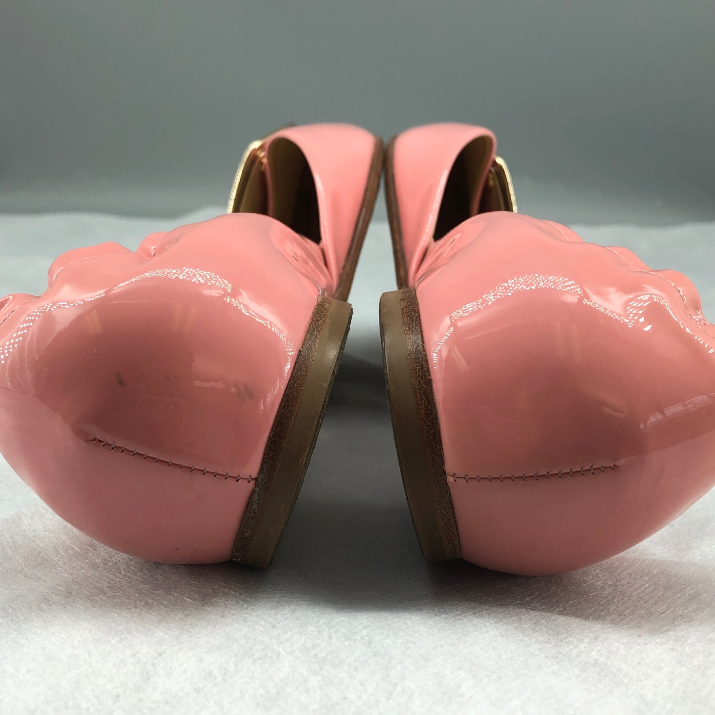 Roger Vivier Blush Pink Patent Leather Square Buckle Flat Shoes 37