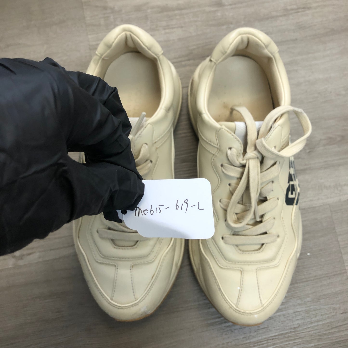 Gucci Rhyton Vintage Logo Leather Sneaker Shoes 36.5 Ivory