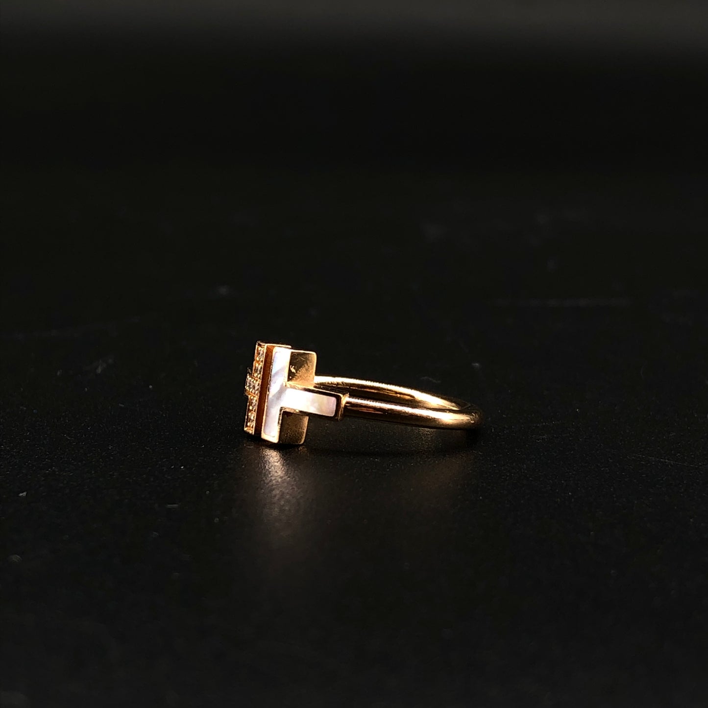 Tiffany & Co. AU750 18K Yellow Gold T Narrow Band Ring Size 57mm