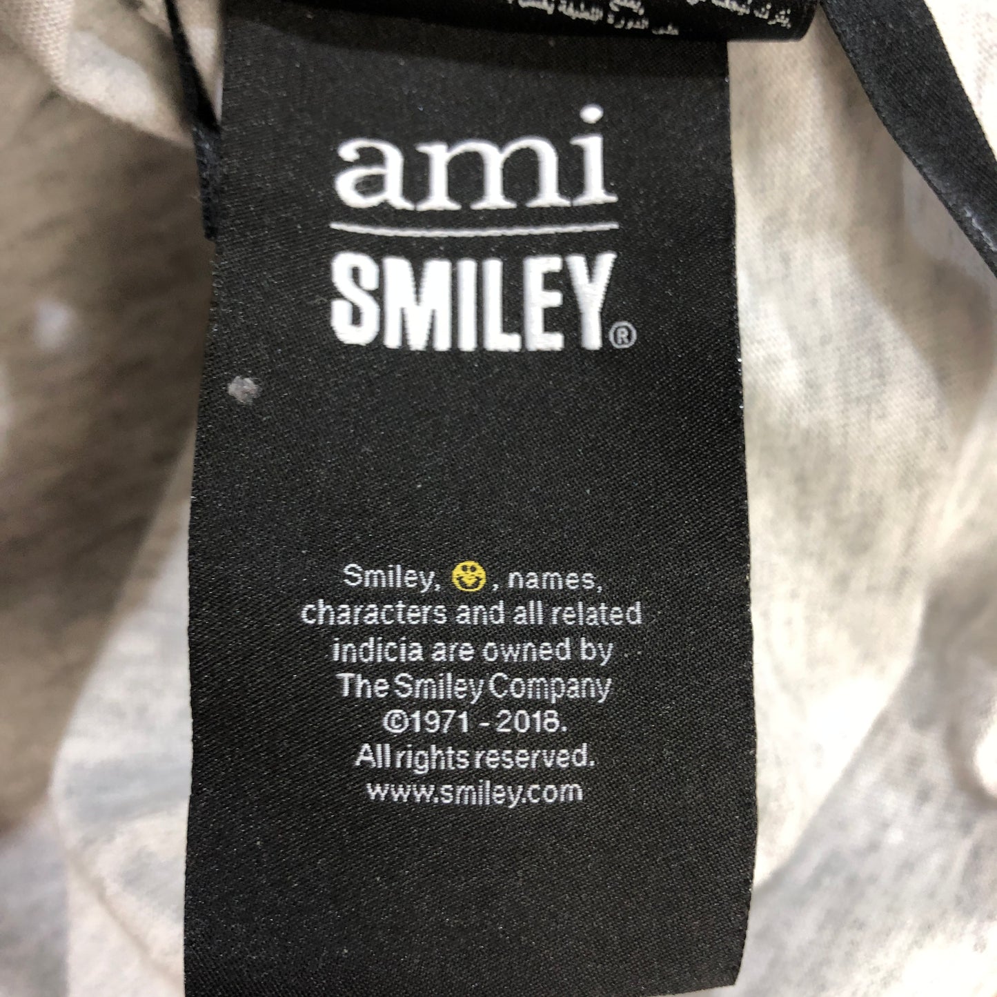 Ami x Smiley Co-Logo Short Sleeve T-Shirt Size XS Light Grey P2P 20-22 Inches