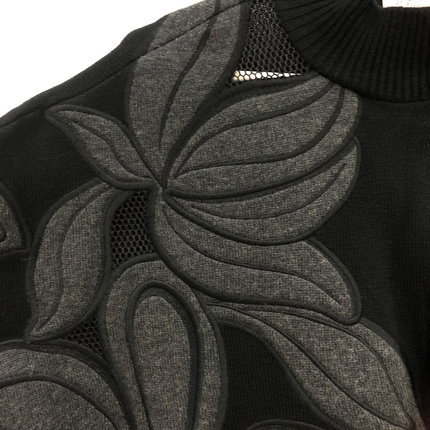 3.1 Phillip Lim Floral Jacquard Knit Top Size S Black/Grey
