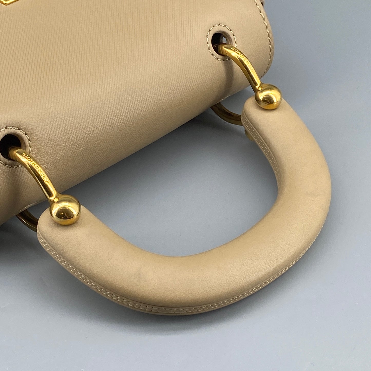 Burberry Beige Leather Top Handle Crossbody Bag