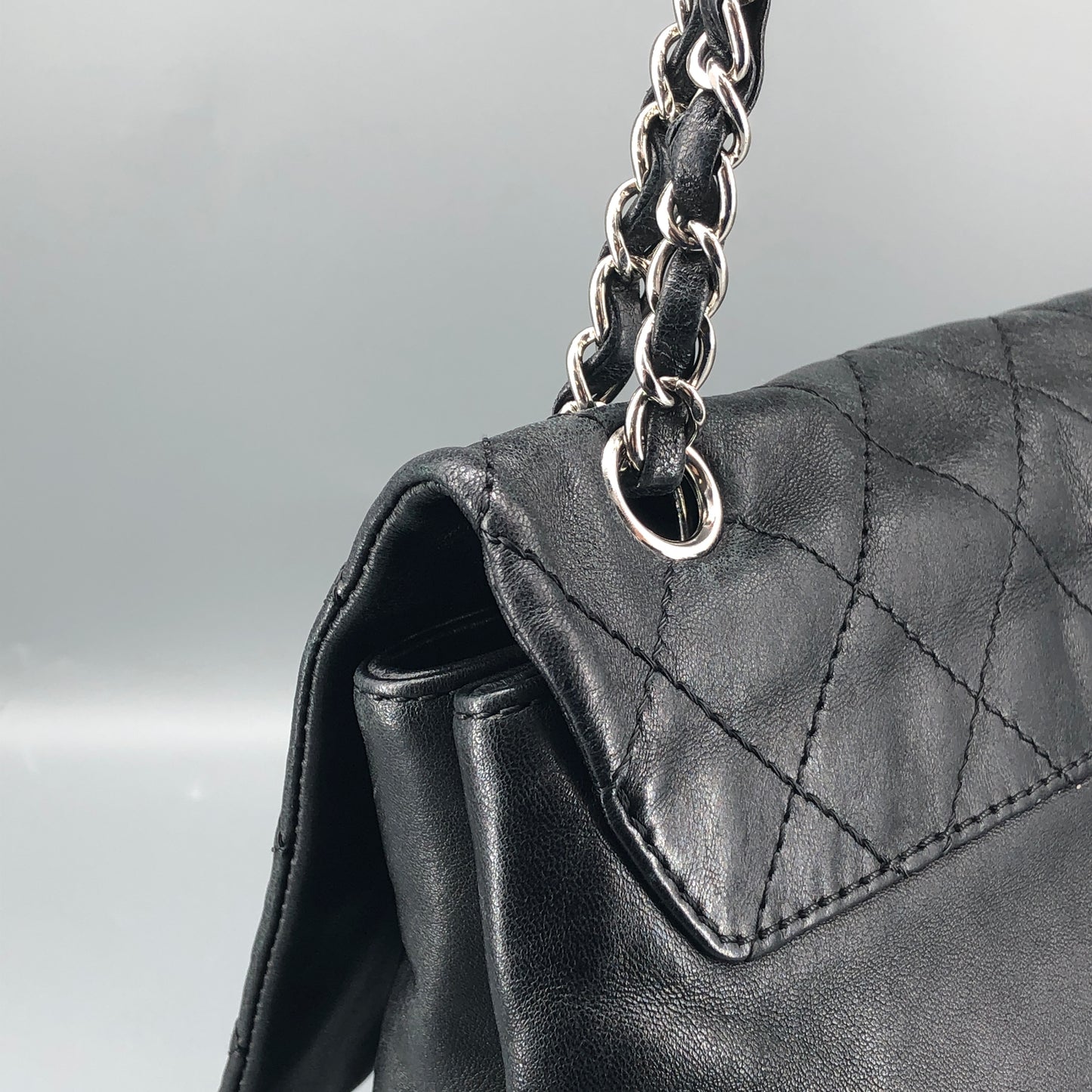 Chanel Lambskin Quilted Large Trianon Messenger Flap Black