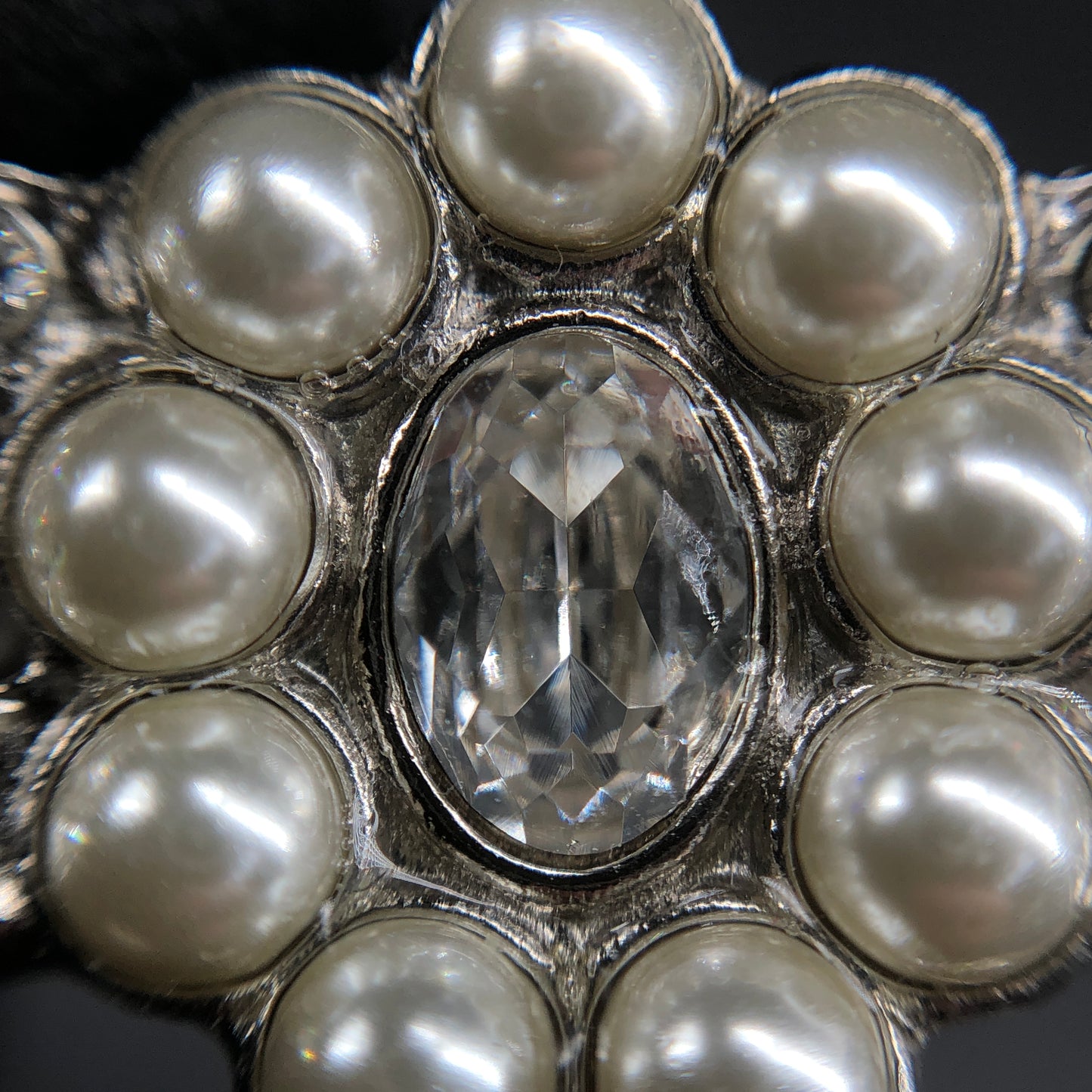 Chanel 2023 Silver-Tone Crystal Bow Choker Necklace