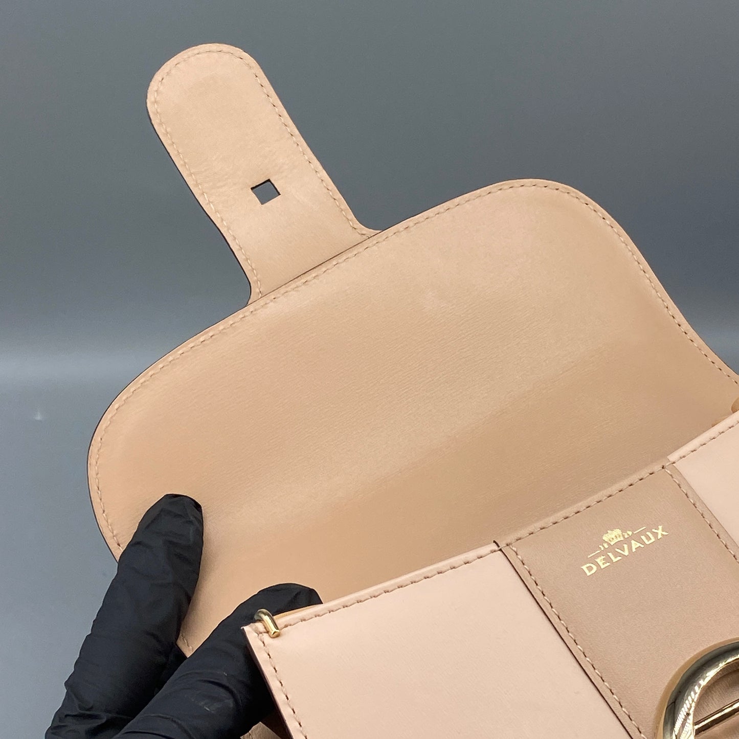 Delvaux Brilliant Nude Smooth Leather Top Handle Bag