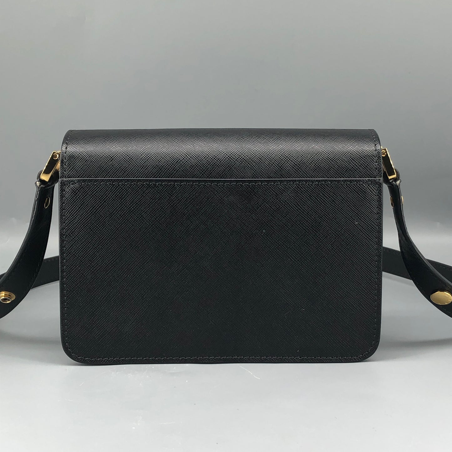 Marni Two-Tone Leather Trunk Shoulder Bag Black/Dark Green
