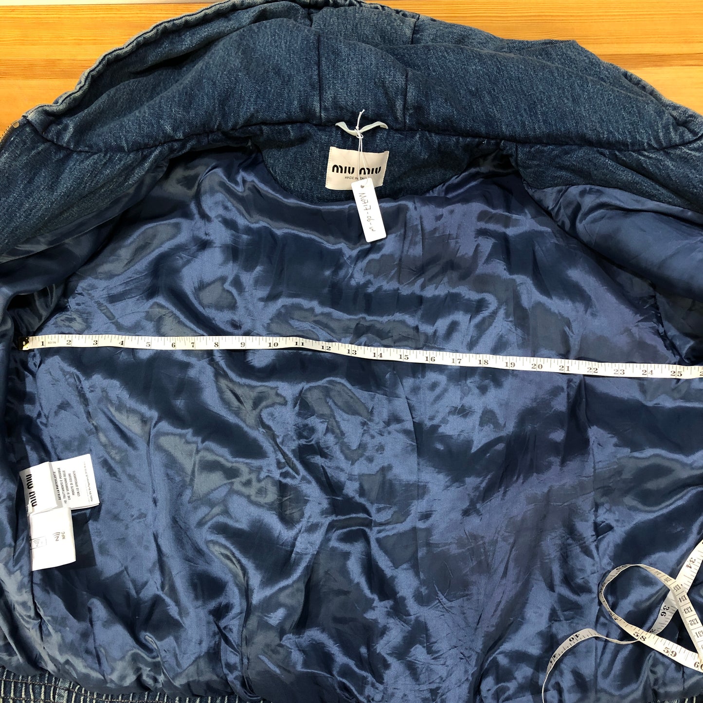 Miu Miu Blue Denim Zip-Up Hooded Jacket Size 40