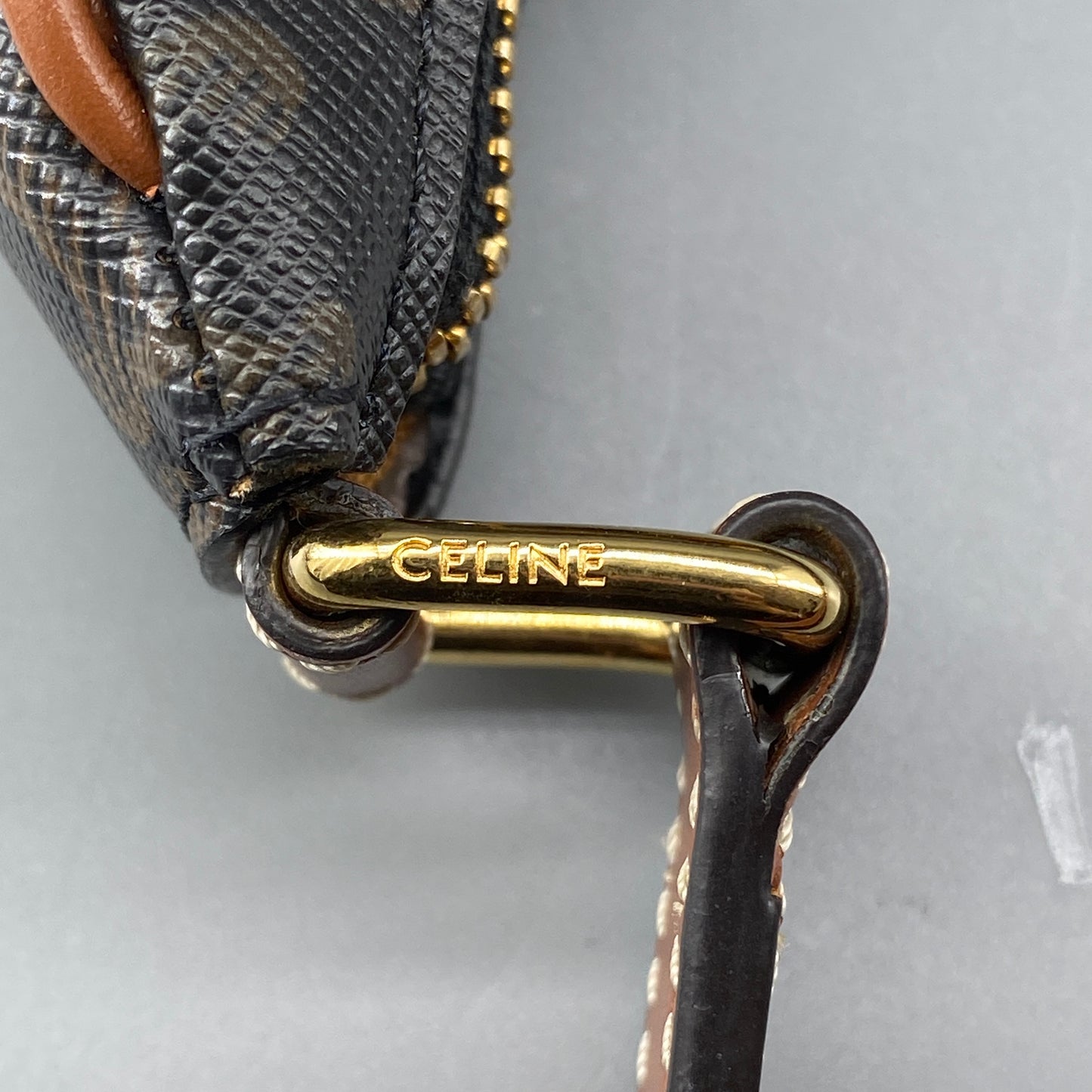 Celine Ava Black Caramel Print Hobo Shoulder Bag
