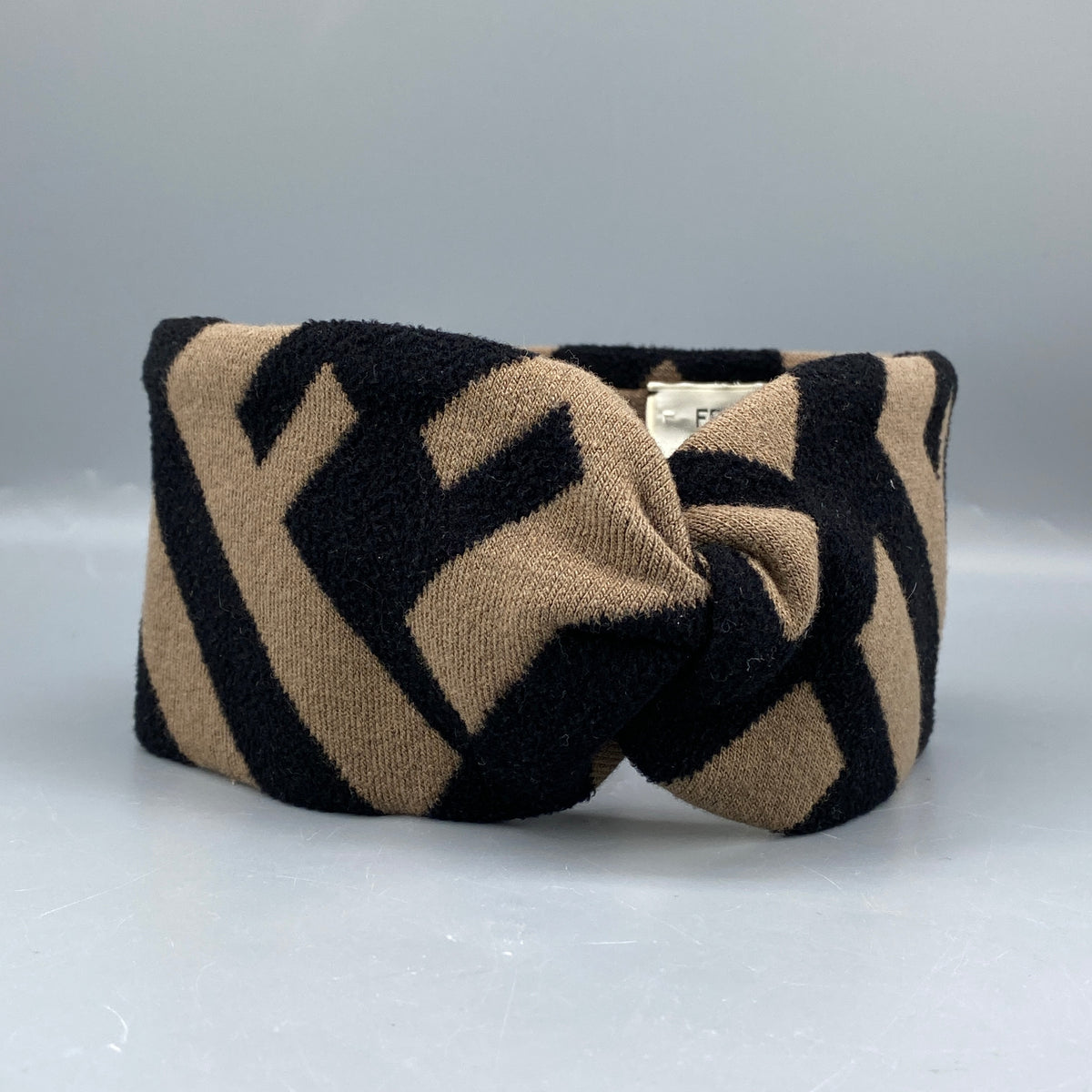 FENDI FF Knit Headband Brown/Black Size 50.5cm
