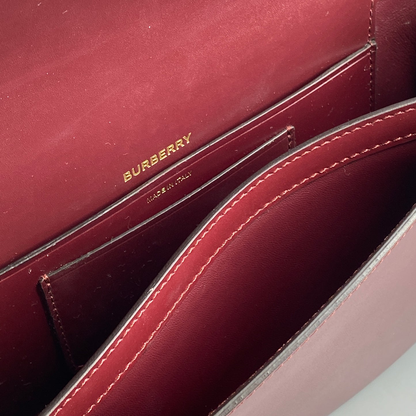 Burberry Deep Red Leather Saddle Shoulder Crossbody Bag