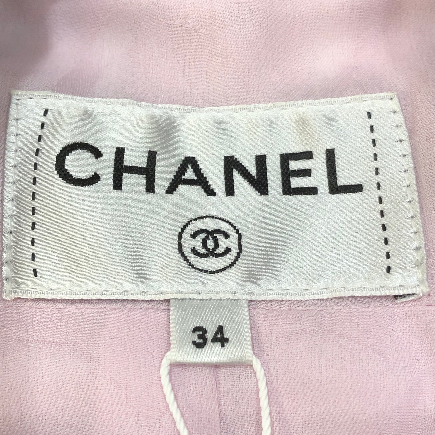 Chanel Pink Plaid Short Sleeve Tweed Dress Point Collar Size 34