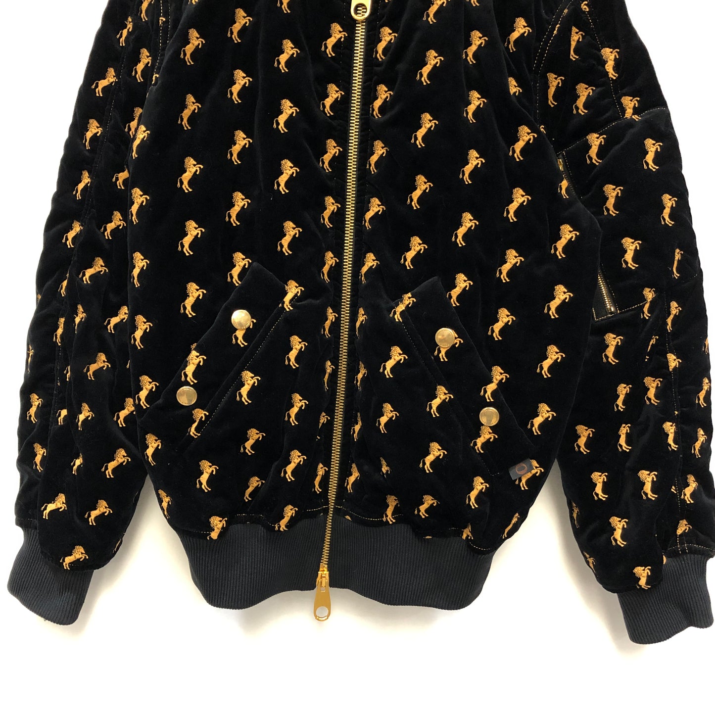 Chloe Black Allover Print Zip-up Bomber Jacket Size 34