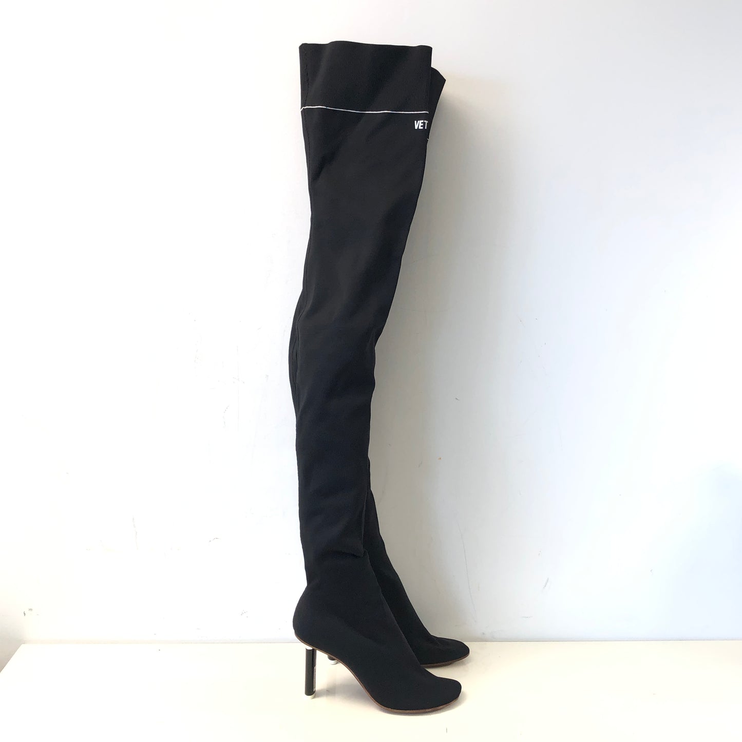 Vetements Black Over-the-Knee High Heel Boots Women's Shoes Size 38
