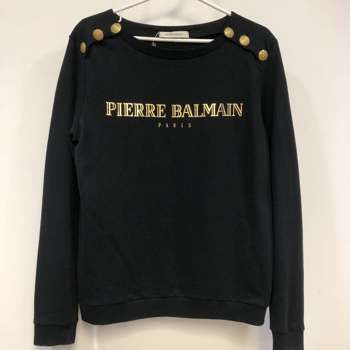 Pierre Balmain Logo Sweatshirt Size 40 Black/Gold