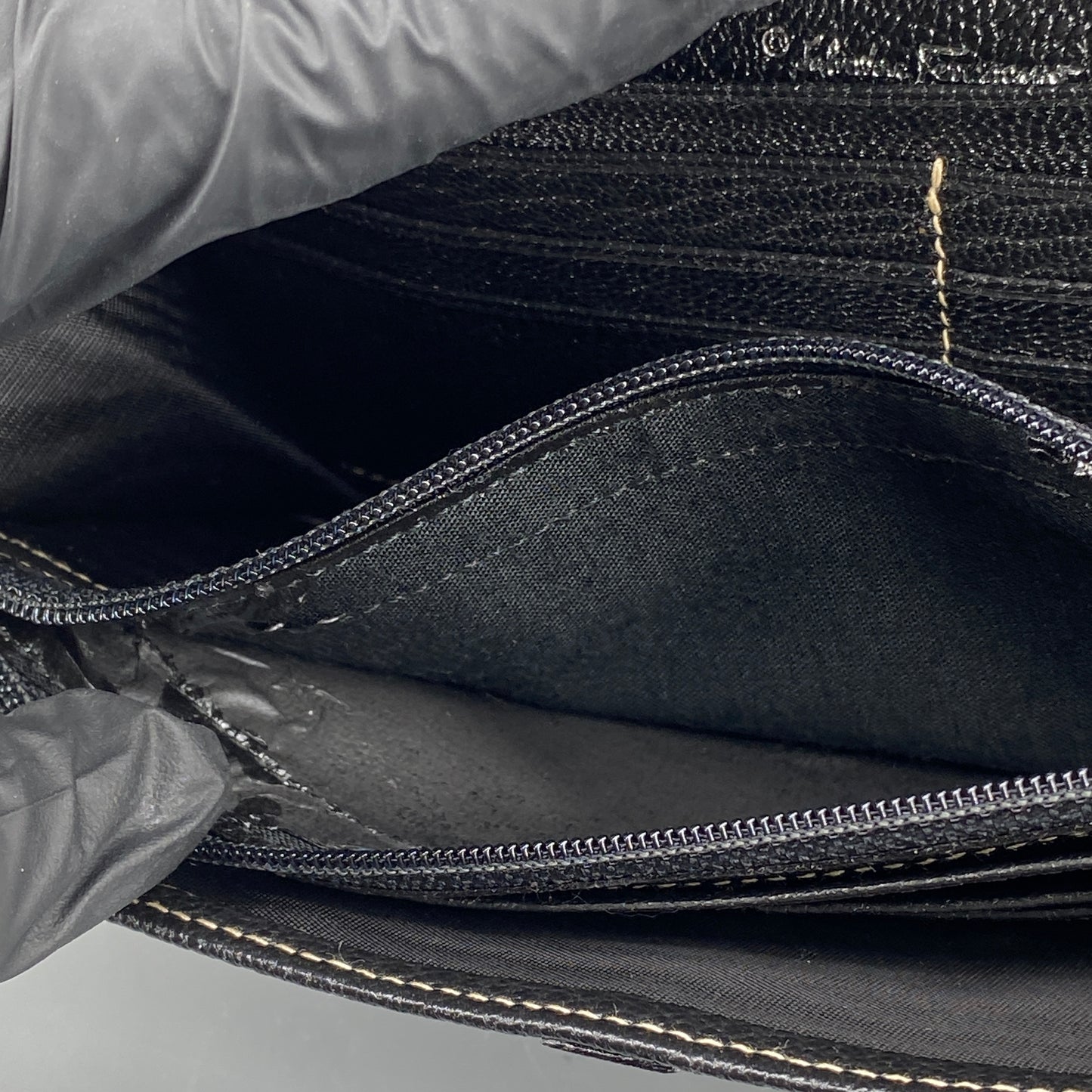 Ferragamo Black Grain Leather Flap Long Wallet