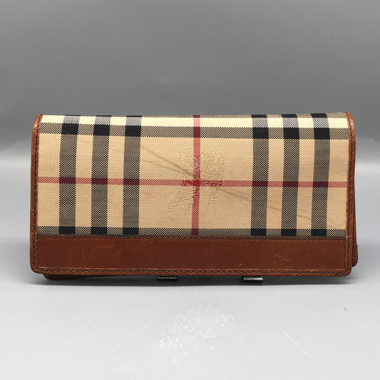 Burberry Beige/Brown Haymarket Check Long Wallet