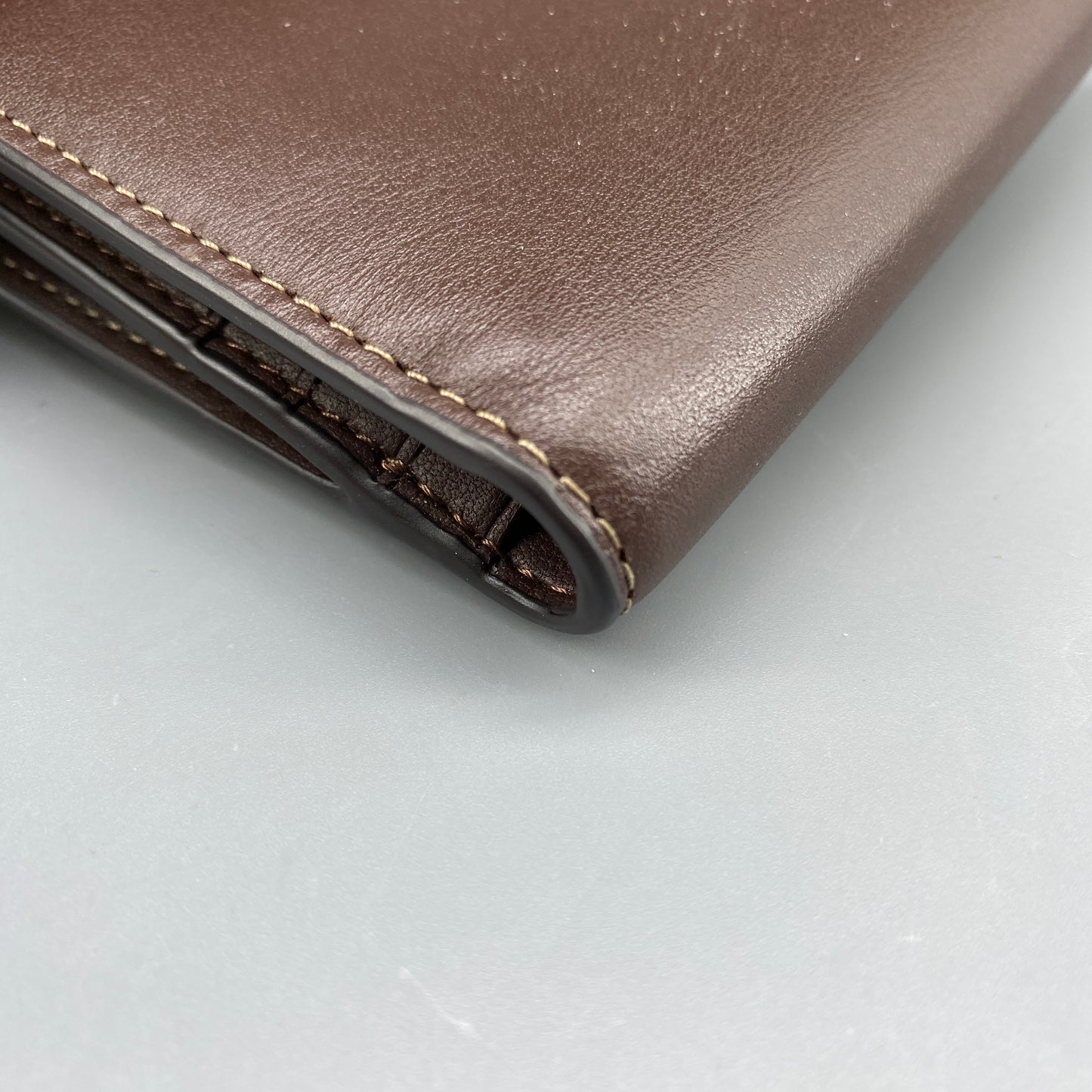 Coach Deep Brown Smooth Leather Flip Card Wallet