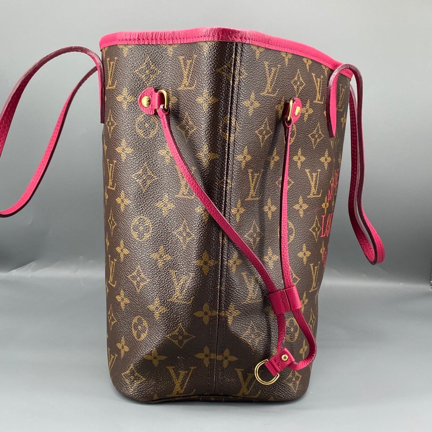 Louis Vuitton MM Limited Edition Fuchsia Monogram Ikat Neverfull Tote Bag