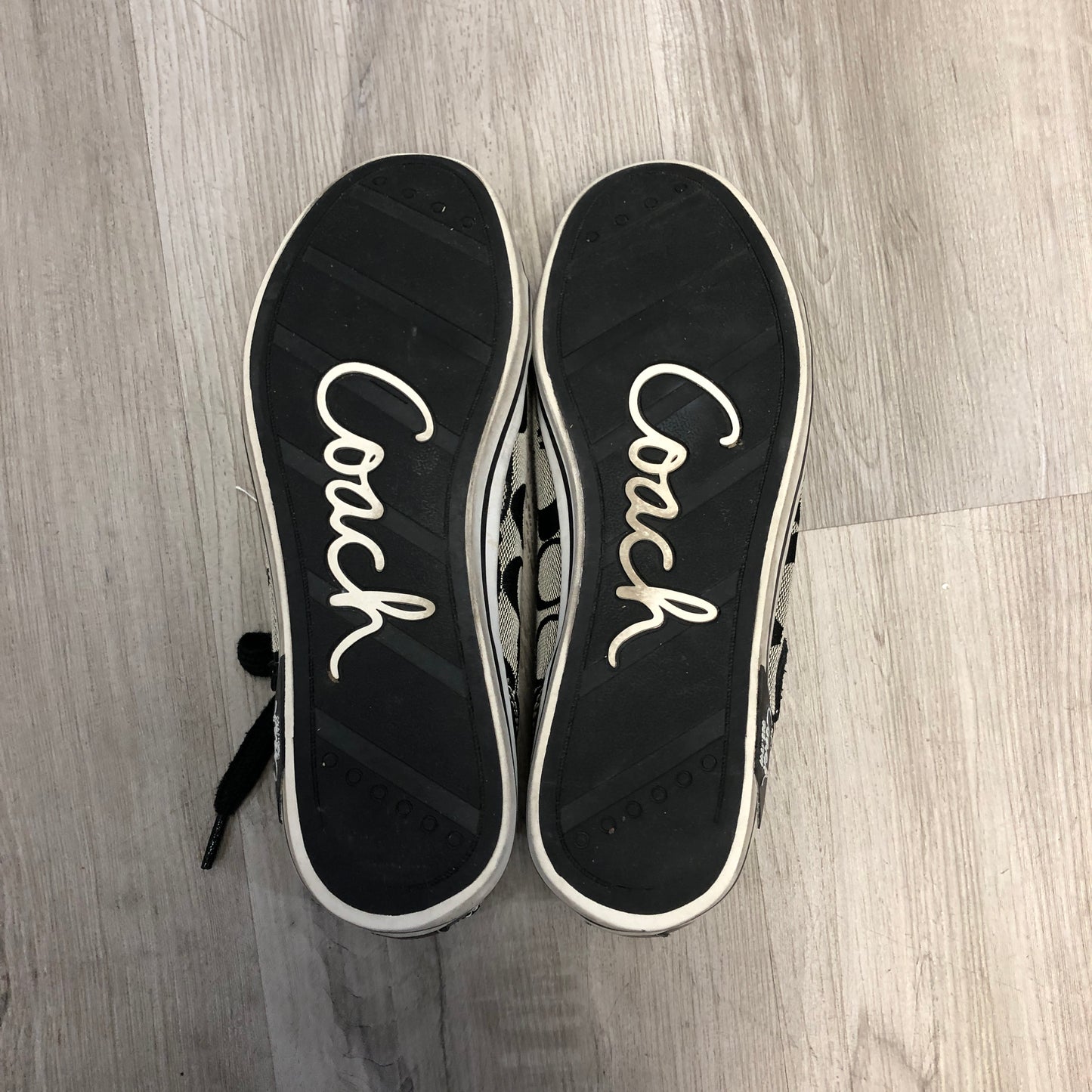 Coach Women's Signature Jacquard Low Top Lace Up Sneaker Shoes 6.5B Black Grey