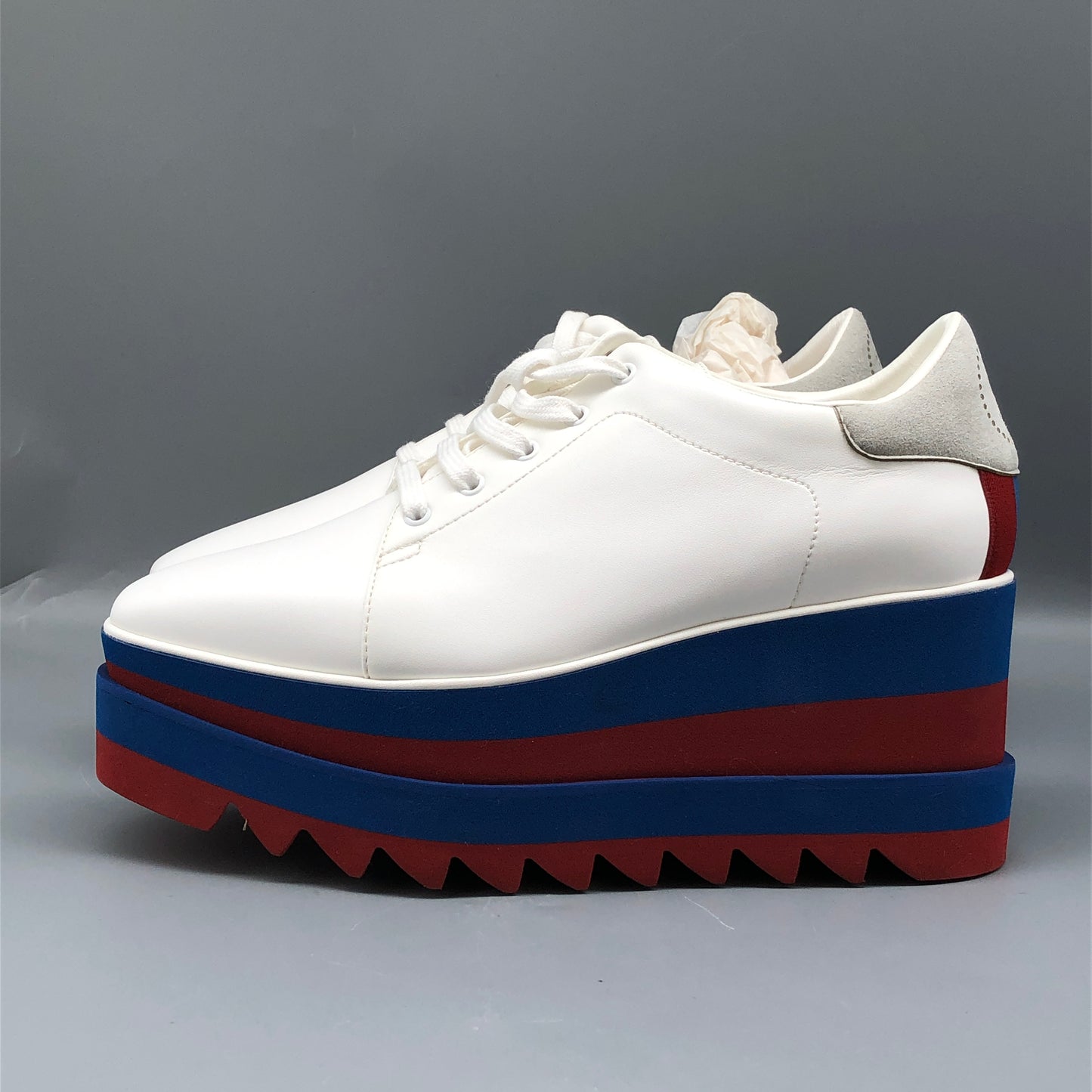 Stella McCartney White/Blue/Red Platform Sneakers Women's Shoes Size 36