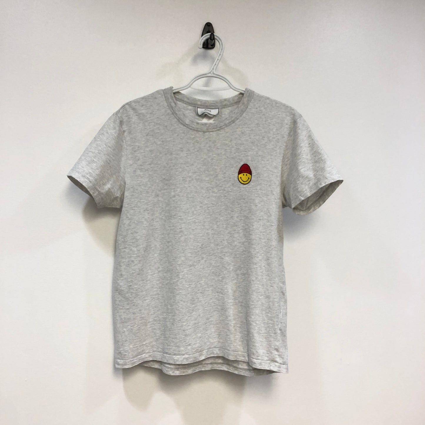 Ami x Smiley Co-Logo Short Sleeve T-Shirt Size XS Light Grey P2P 20-22 Inches