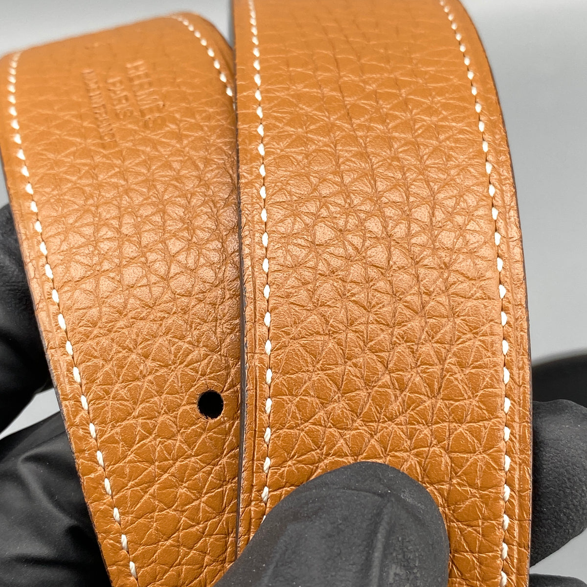 Hermes H Buckle Leather Belt 85cm tan