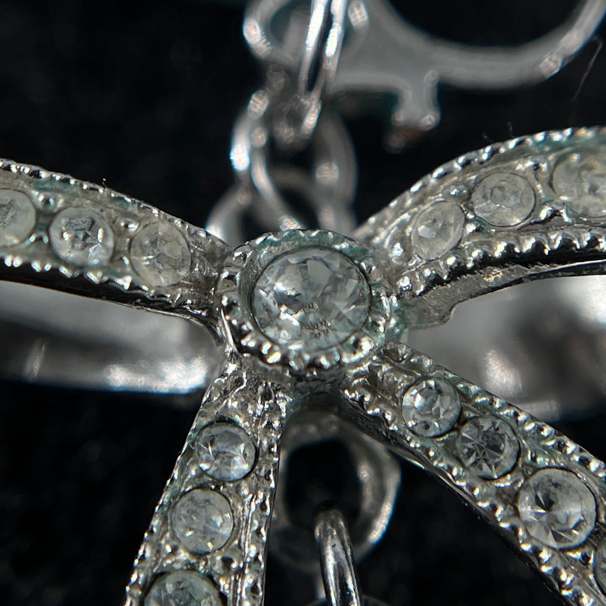 Christian Dior Silver Tone Crystal Hoop Earrings