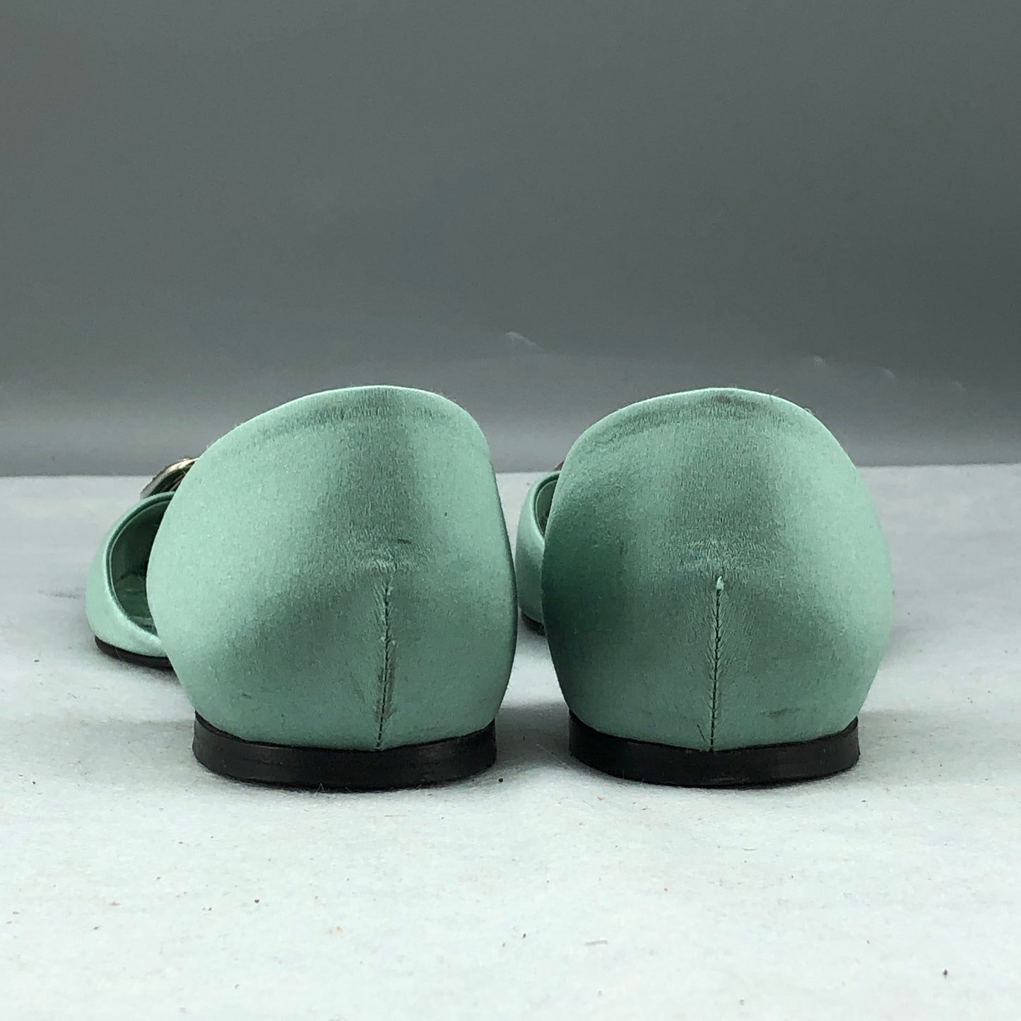 Roger Vivier Satin Buckle Flats Mint Green Women’s Size 36.5