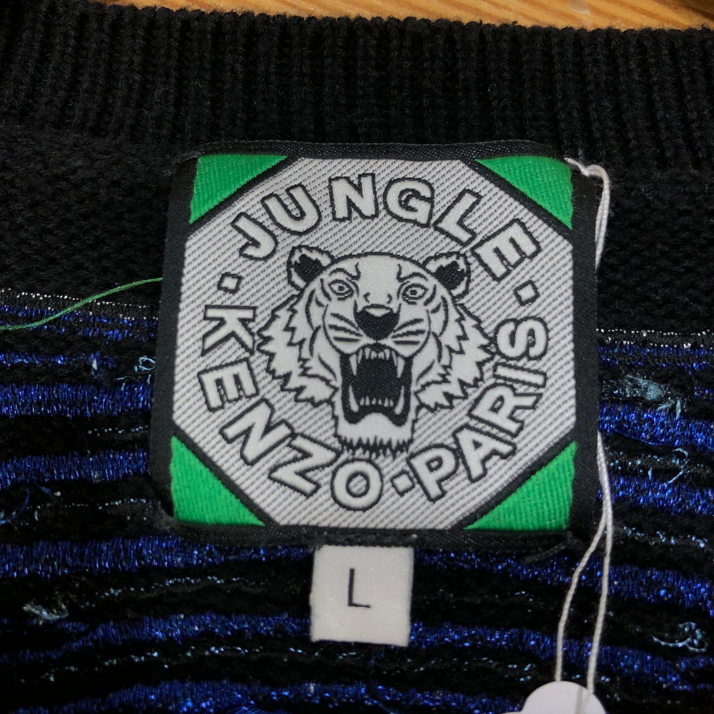 Kenzo Black Classic Tiger Embroidered Crew Neck Sweatshirt L